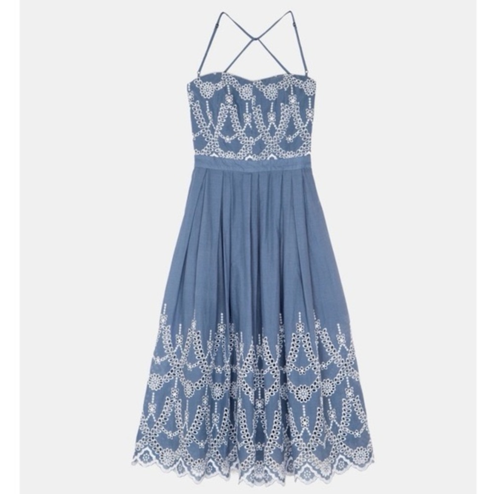Kendall & Kylie Blue Midi Dress with White Lace